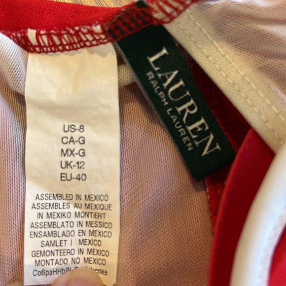 Lauren Ralph Lauren Ruffle One Piece Red Swimsuit Size 8 - Picture 6 of 6